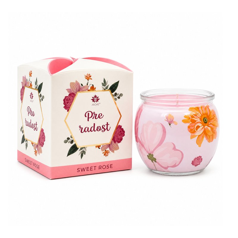 ARÔME svíčka ve skle a flower boxu Pro radost, Sweet Rose