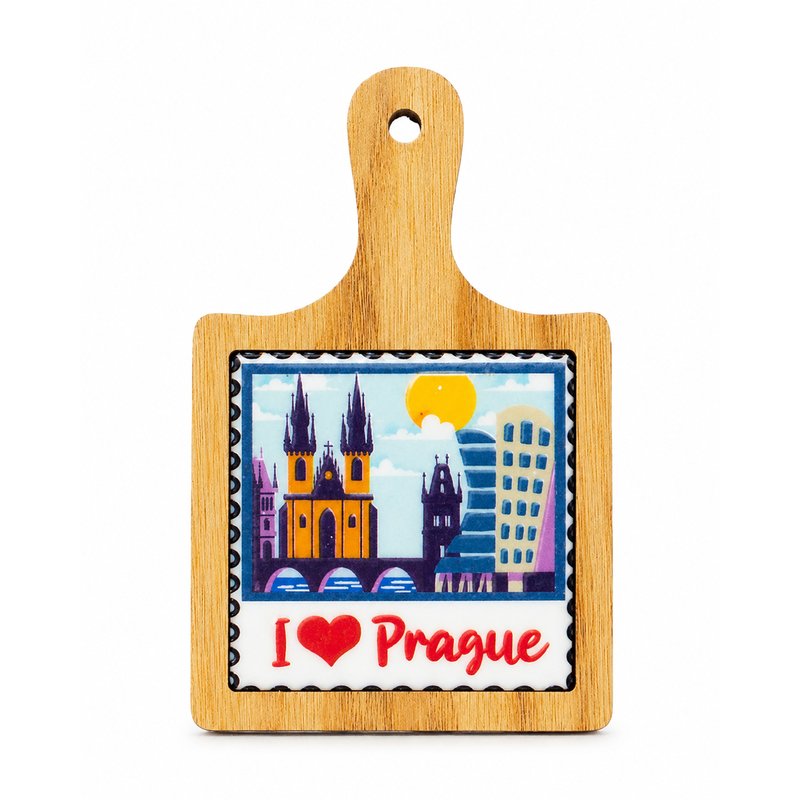GiftyCity keramický magnet v dřevěném rámečku Praha